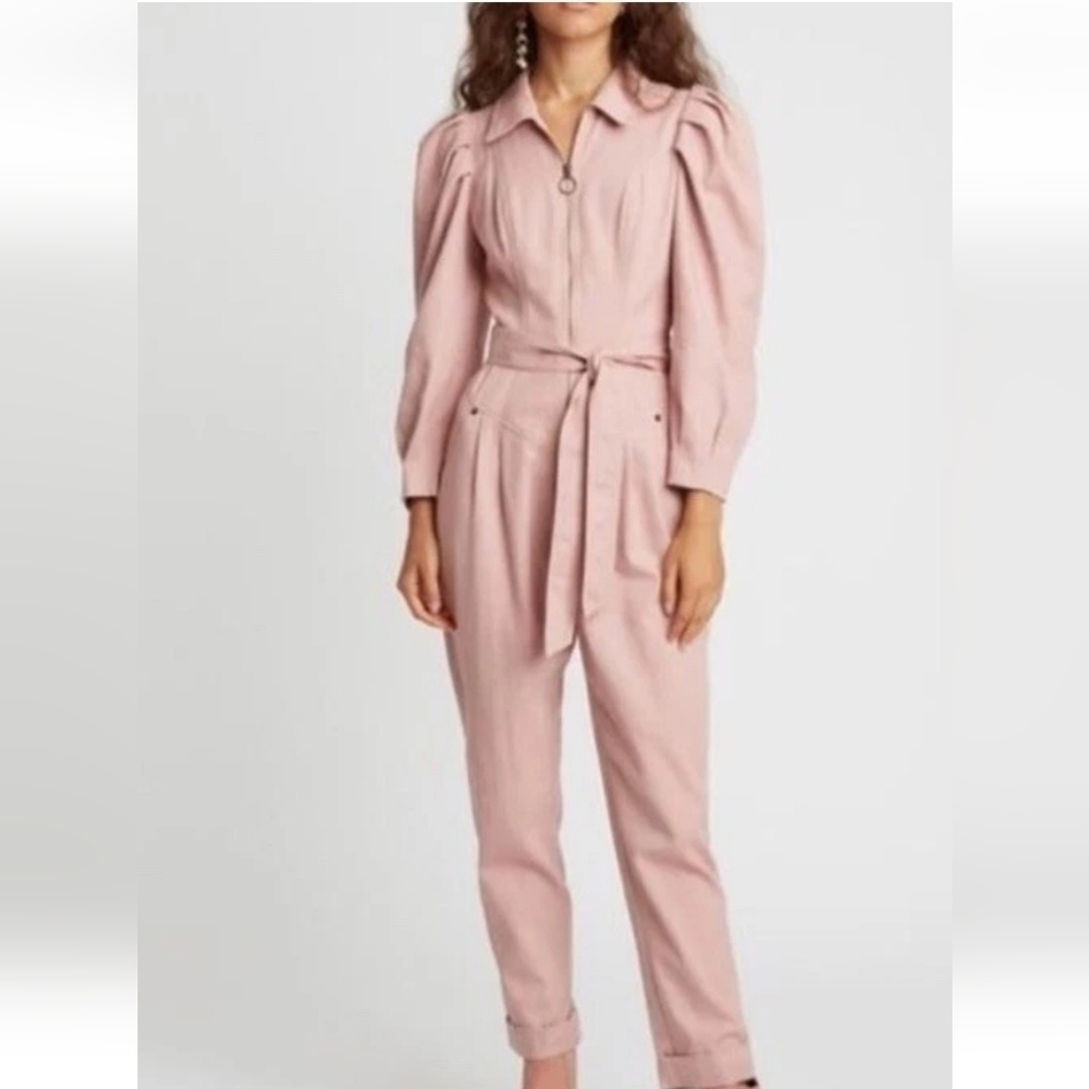 Choosy Blush Pink Cotton Frankie Belted Zip Jumpsuit Size 4 New